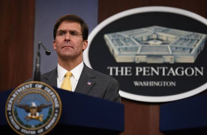 Mark Esper during the press conference on August 28, 2019 