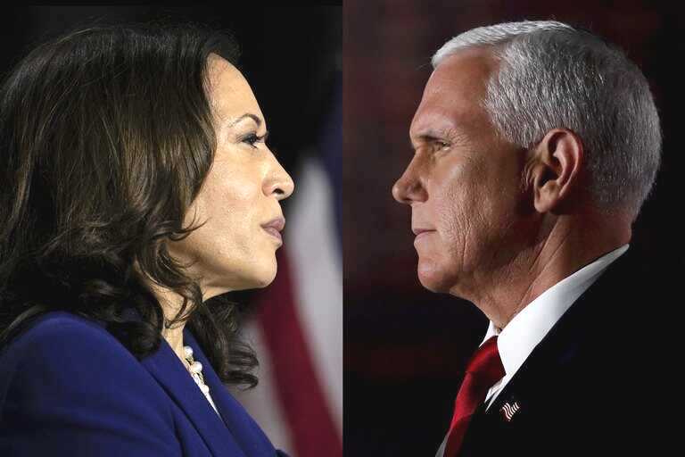 Mike Pence and Kamala Harris during vice presidential debate on October 7, 2020.