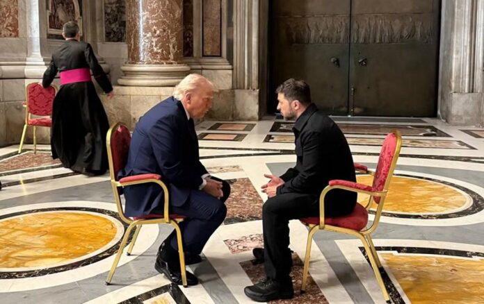 Trump and Zelensky meet up at Pope Francis's funeral.