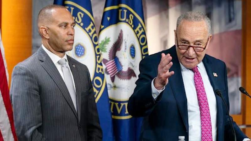 Democrats Chuck Schumer and House Minority Leader Hakeem Jeffries oppose the Trump bill